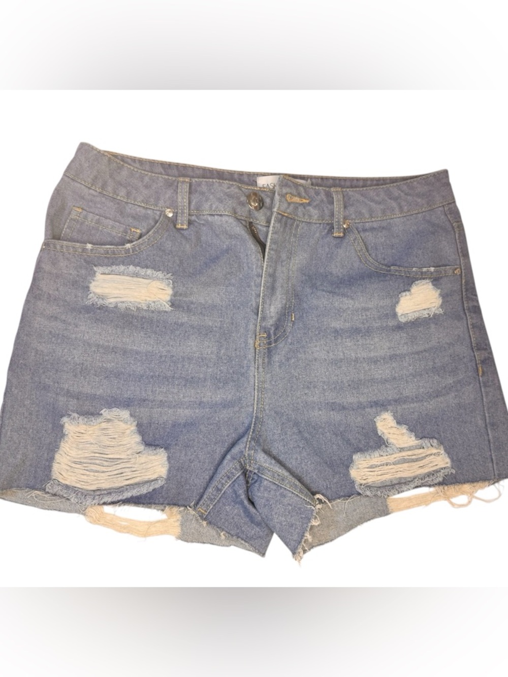 Fashion Nova Light Blue Distressed Denim Shorts - Taille 10